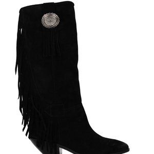 Saint Laurent Fringe Trim Boots Size 7.5 Brand New